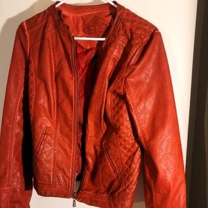 Reddish brown feaux leather jacket